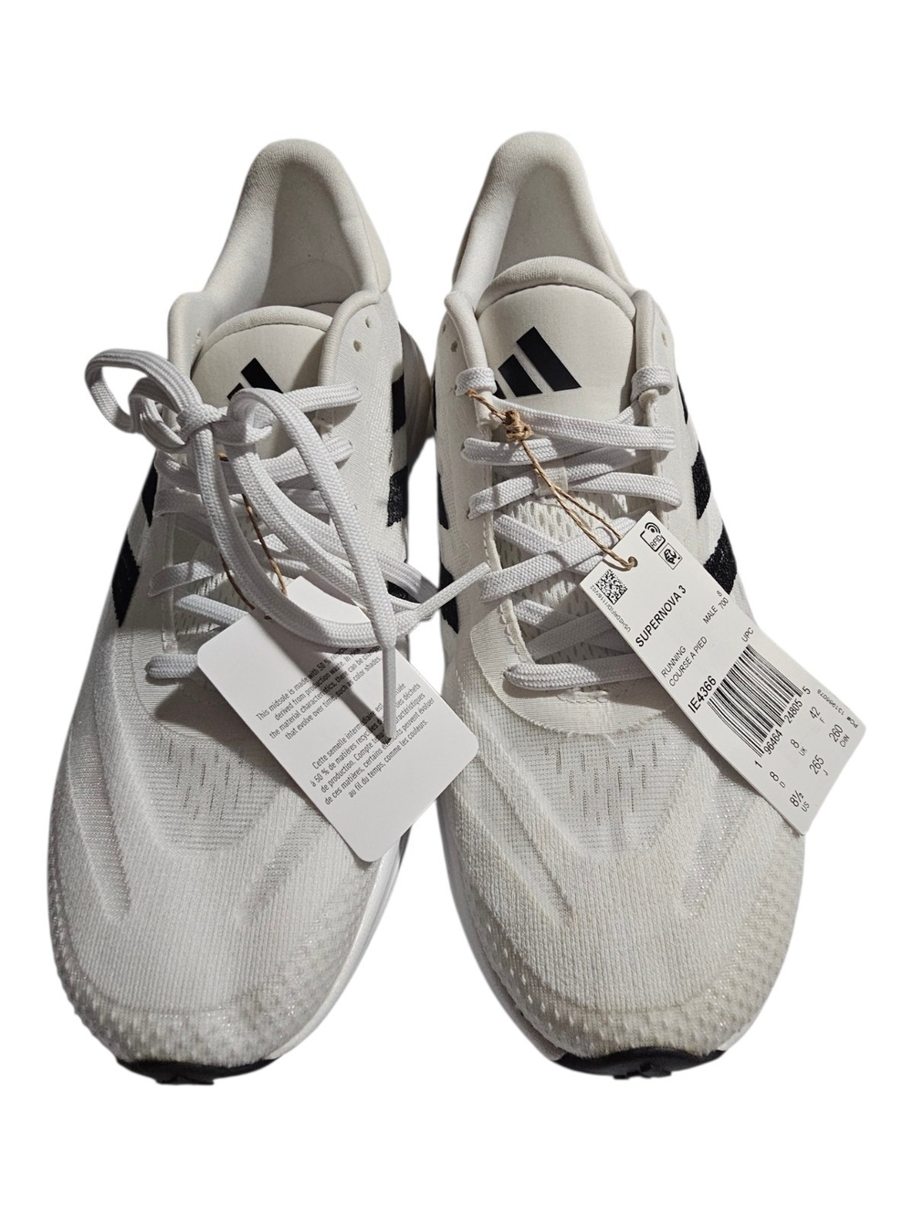 adidas Supernova 3 Men’s White Athletic Shoes with Black Stripes